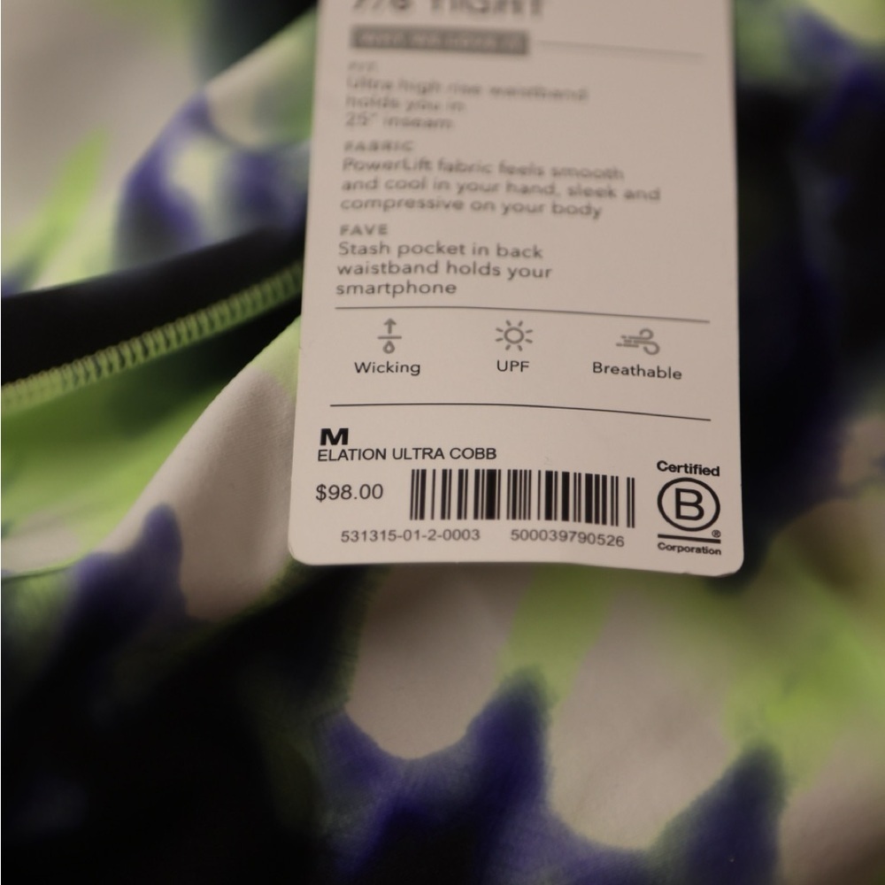 Athleta Elation 7/8 Tight Tie Dye Ultra High Rise NWT Size M PowerLift Leggings - Picture 6 of 7